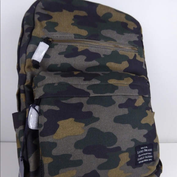 Lucky Brand Waxed Canvas Cotton Backpack Camo NWT - Picture 1 of 8